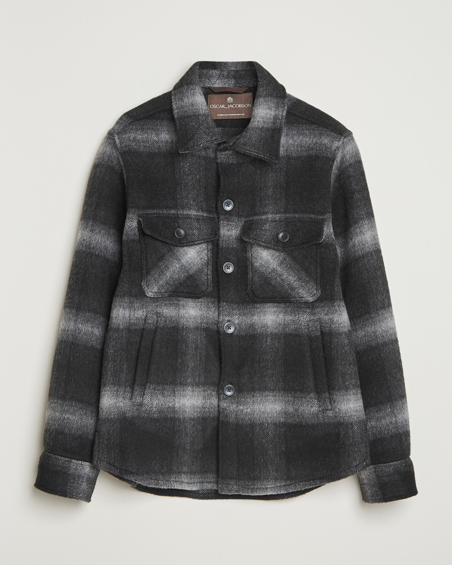 Herren | Jacken | Oscar Jacobson | Maverick Checked Wool Shirt Jacket Grey