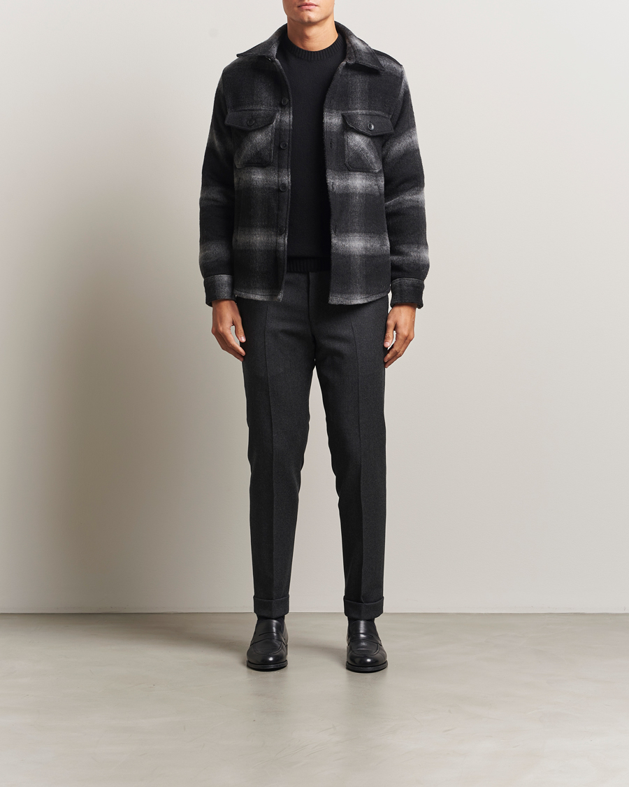 Herren | Jacken | Oscar Jacobson | Maverick Checked Wool Shirt Jacket Grey