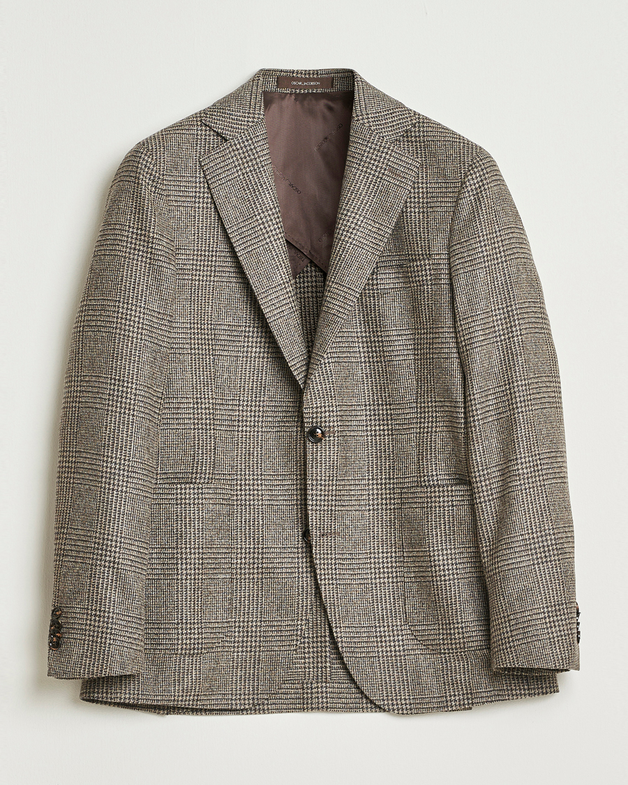 Herren | Sakkos | Oscar Jacobson | Ferry Patch Pocket Wool Check Blazer Brown