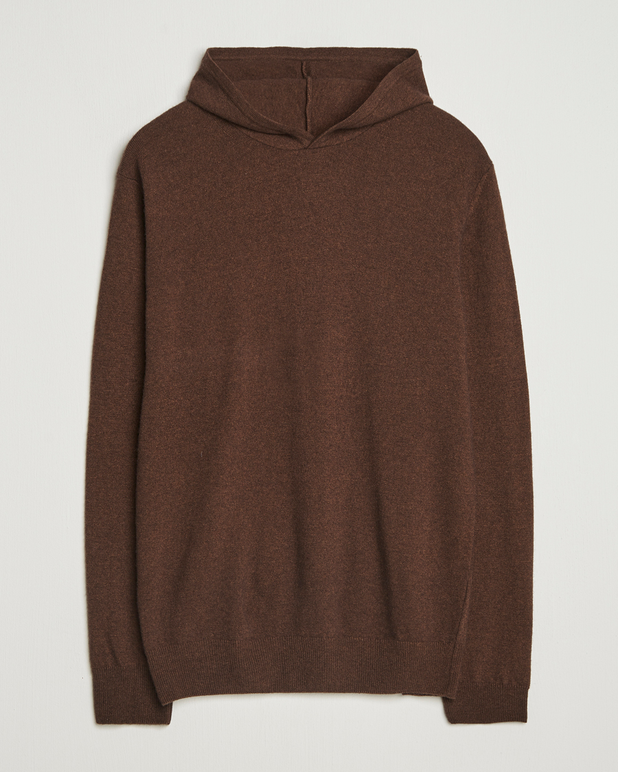 Herren | Pullover | Oscar Jacobson | Pascal Wool/Cashmere Hoodie Brown