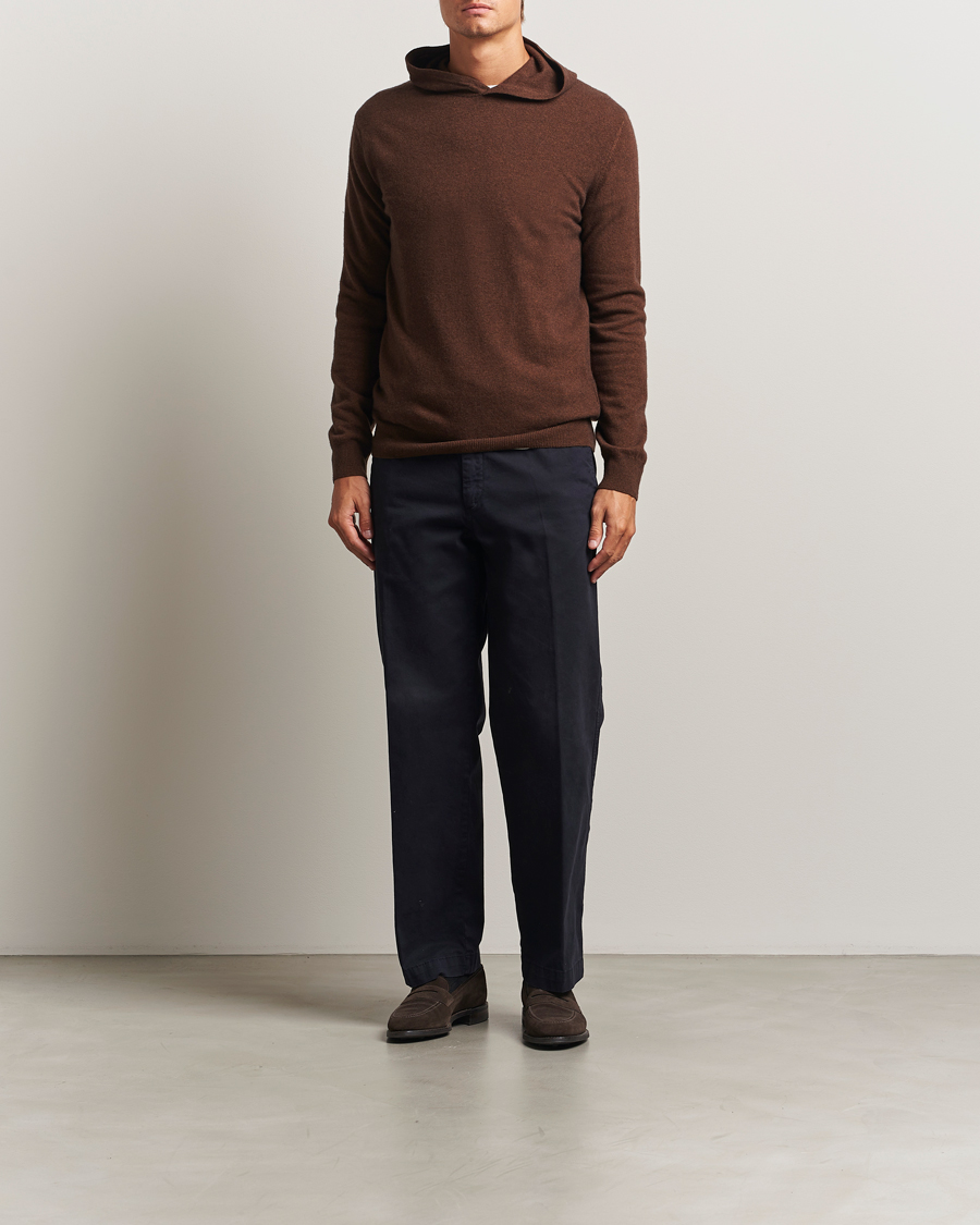 Herren | Pullover | Oscar Jacobson | Pascal Wool/Cashmere Hoodie Brown