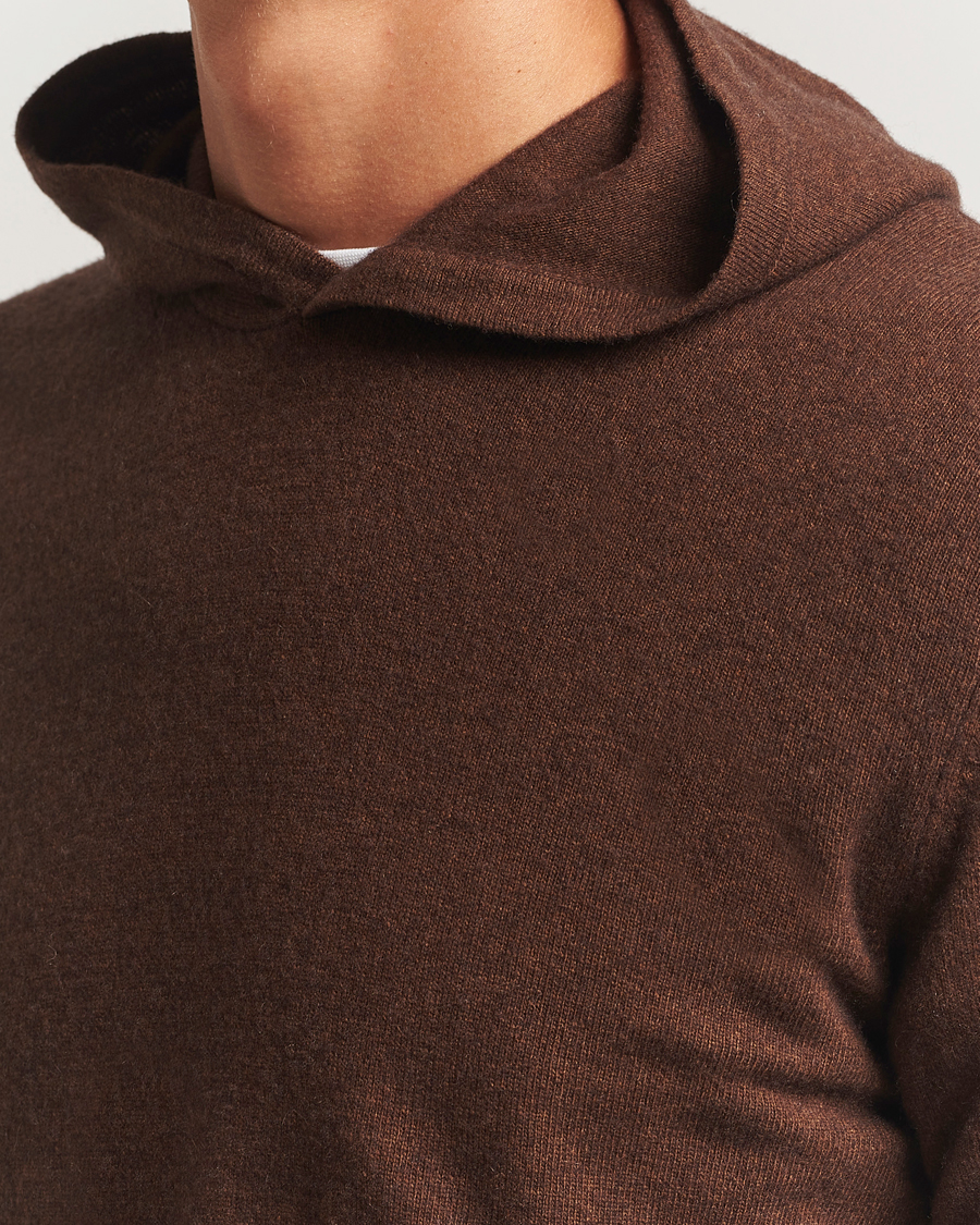 Herren | Pullover | Oscar Jacobson | Pascal Wool/Cashmere Hoodie Brown