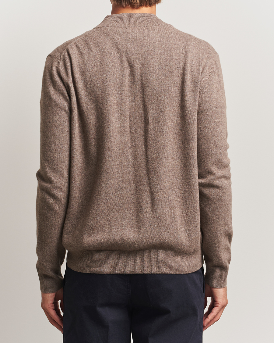 Herren | Pullover | Oscar Jacobson | Seb Wool/Cashmere Full Zip Light Brown