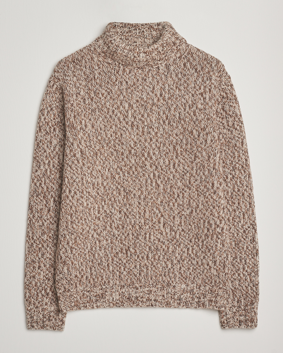 Herren | Pullover | Oscar Jacobson | Mika Heavy Wool/Cotton Rollneck Beige