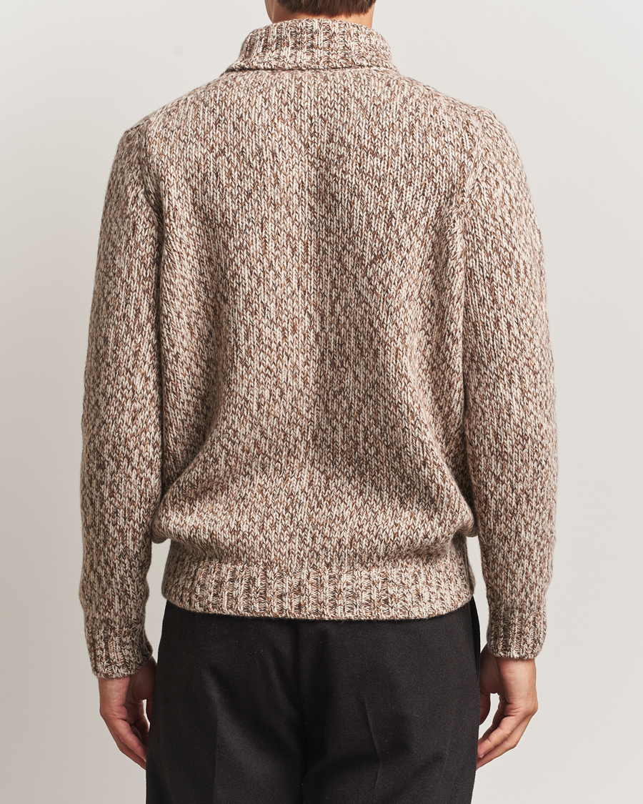 Herren | Pullover | Oscar Jacobson | Mika Heavy Wool/Cotton Rollneck Beige