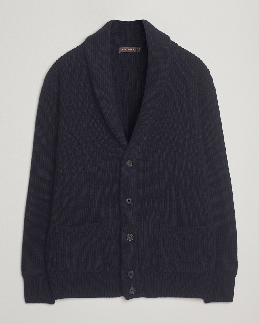 Herren | Pullover | Oscar Jacobson | Roland Wool Cardigan Navy