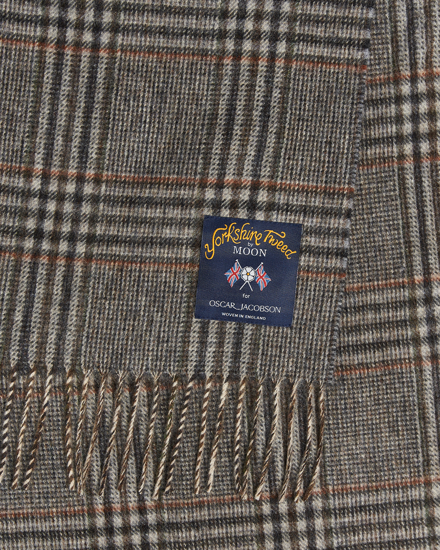 Herren | Oscar Jacobson Checked Moon Tweed Wool Scarf Brown | Oscar Jacobson | Checked Moon Tweed Wool Scarf Brown
