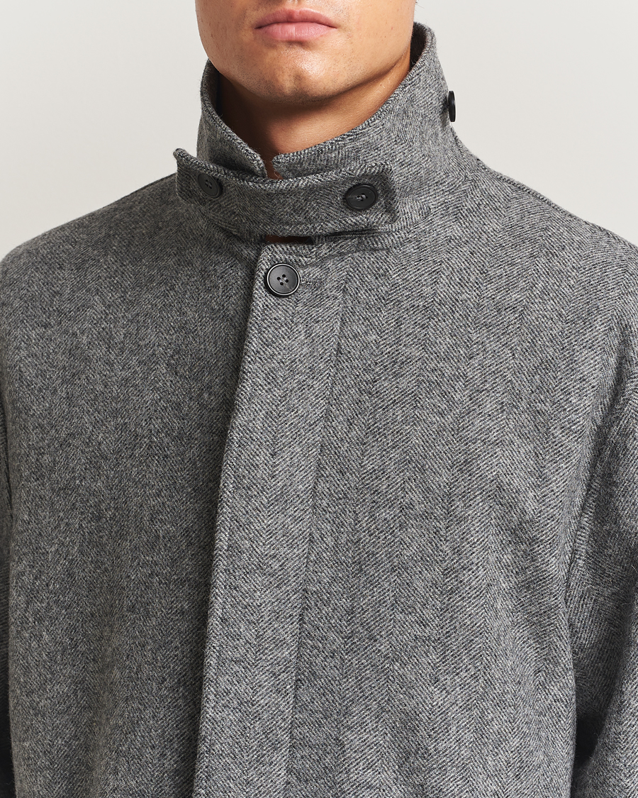 Herren | Jacken | Palmes | Herringbone Wool Coat Charcoal