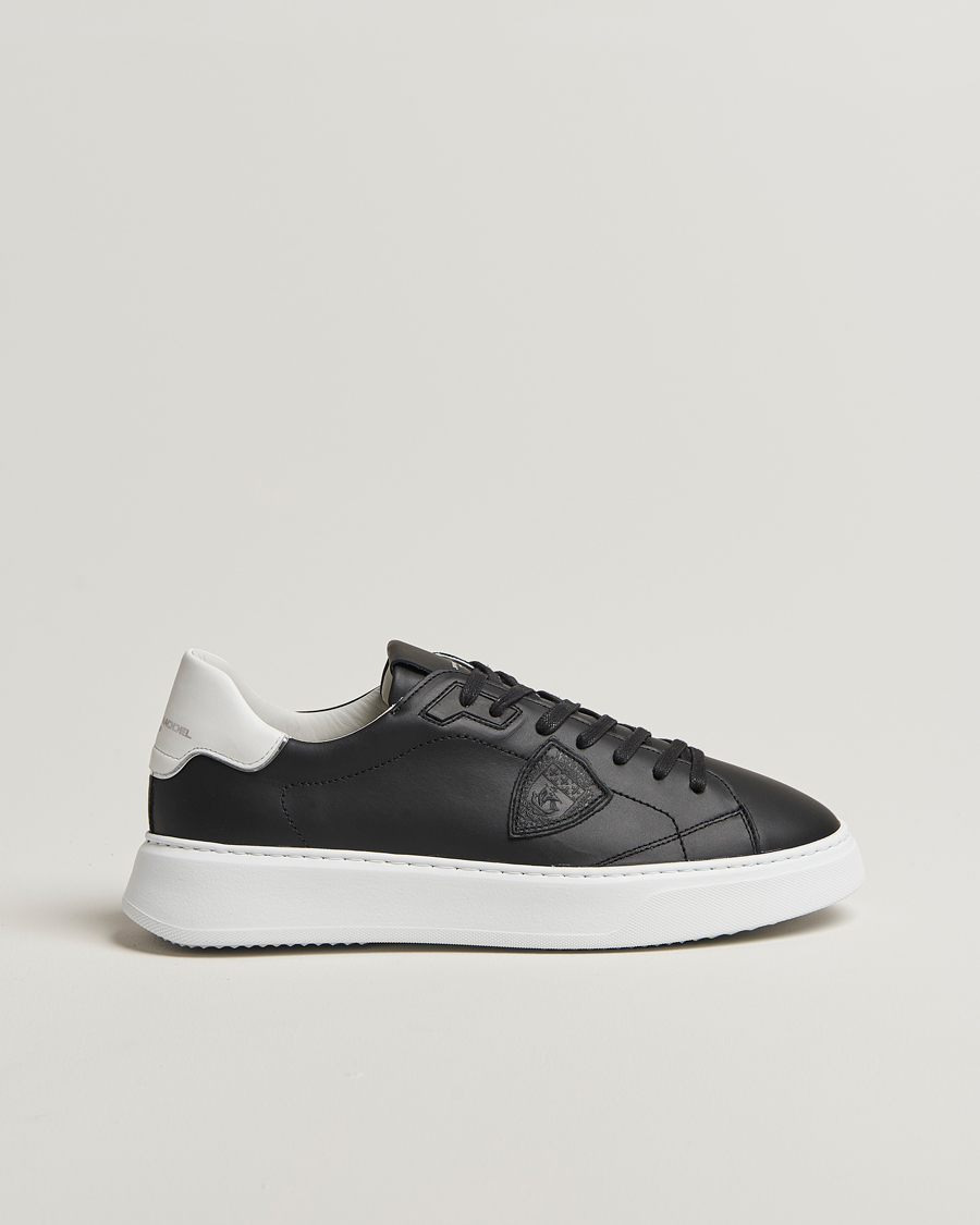 Herren | Philippe Model Temple Low Top Leather Sneakers Black | Philippe Model | Temple Low Top Leather Sneakers Black