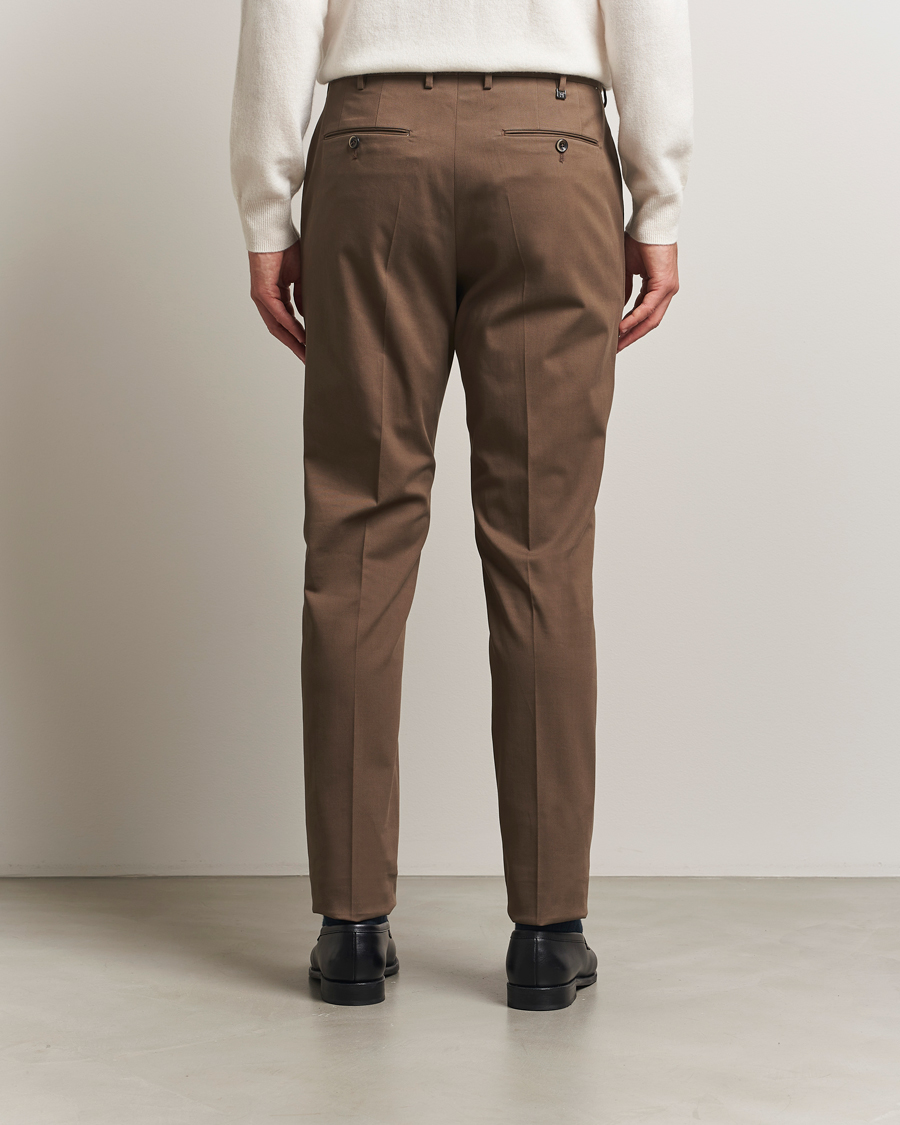 Herren | Hosen | PT01 | Slim Fit Pleated Cotton/Cashmere Trousers Dark Brown