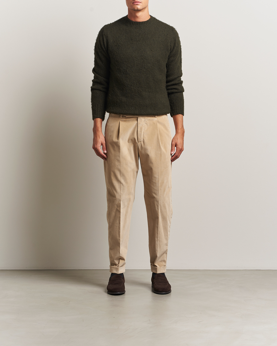 Herren | Hosen | PT01 | Slim Fit Pleated Corduroy Trousers Light Beige