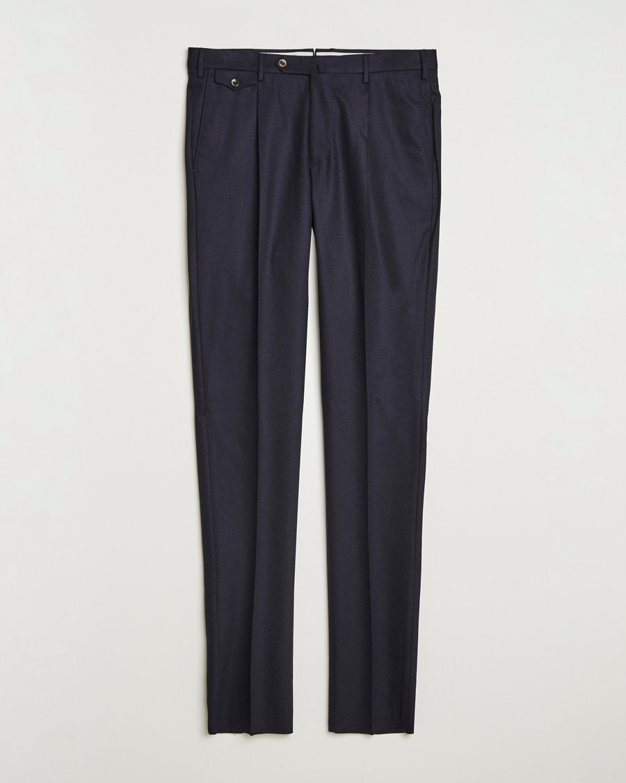 Herren | Hosen | PT01 | Slim Fit Pleated Wool/Cashmere Trousers Navy