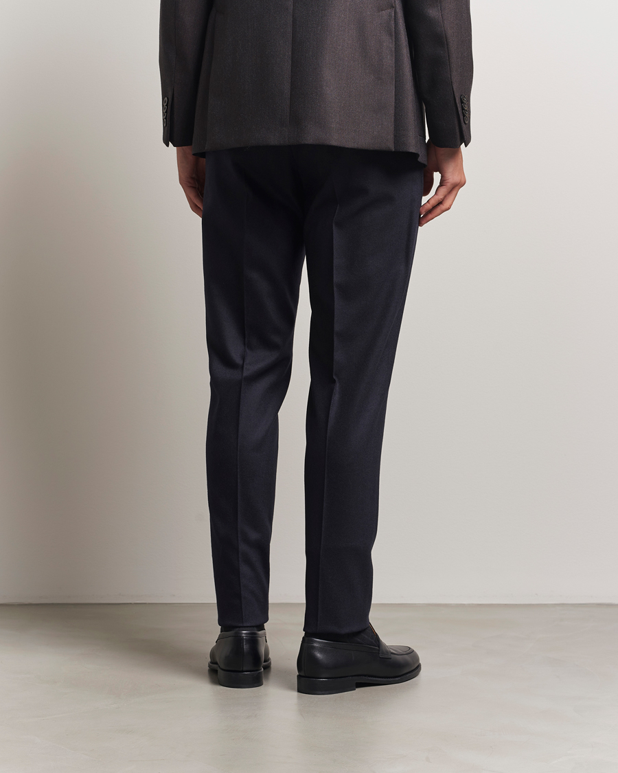 Herren | Hosen | PT01 | Slim Fit Pleated Wool/Cashmere Trousers Navy