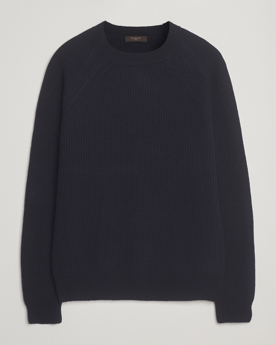 Herren | Pullover | Zanone | Fisherman Rib Wool Sweater Navy