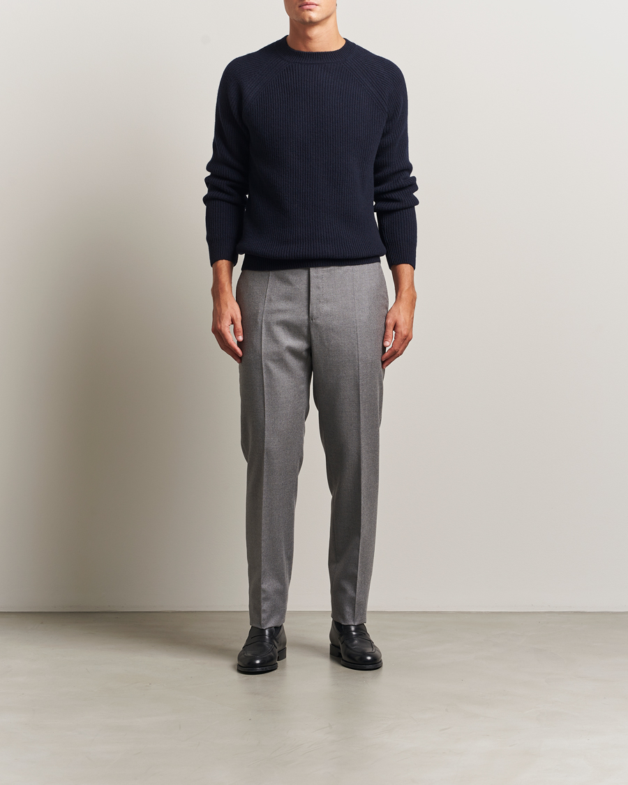 Herren | Pullover | Zanone | Fisherman Rib Wool Sweater Navy