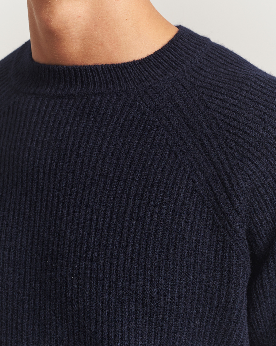 Herren | Pullover | Zanone | Fisherman Rib Wool Sweater Navy