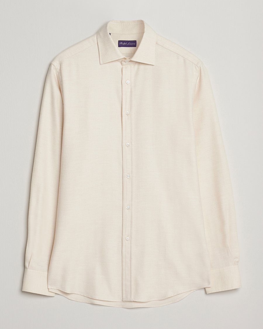 Herren | Hemden | Ralph Lauren Purple Label | Cotton Flannel Shirt Cream Melange
