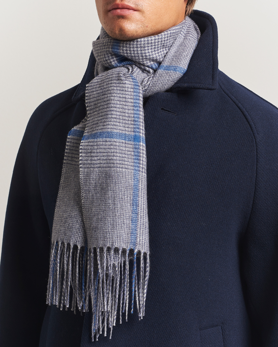 Herren | Schals | Piacenza Cashmere | Cashmere/Silk Overcheck Scarf Light Grey