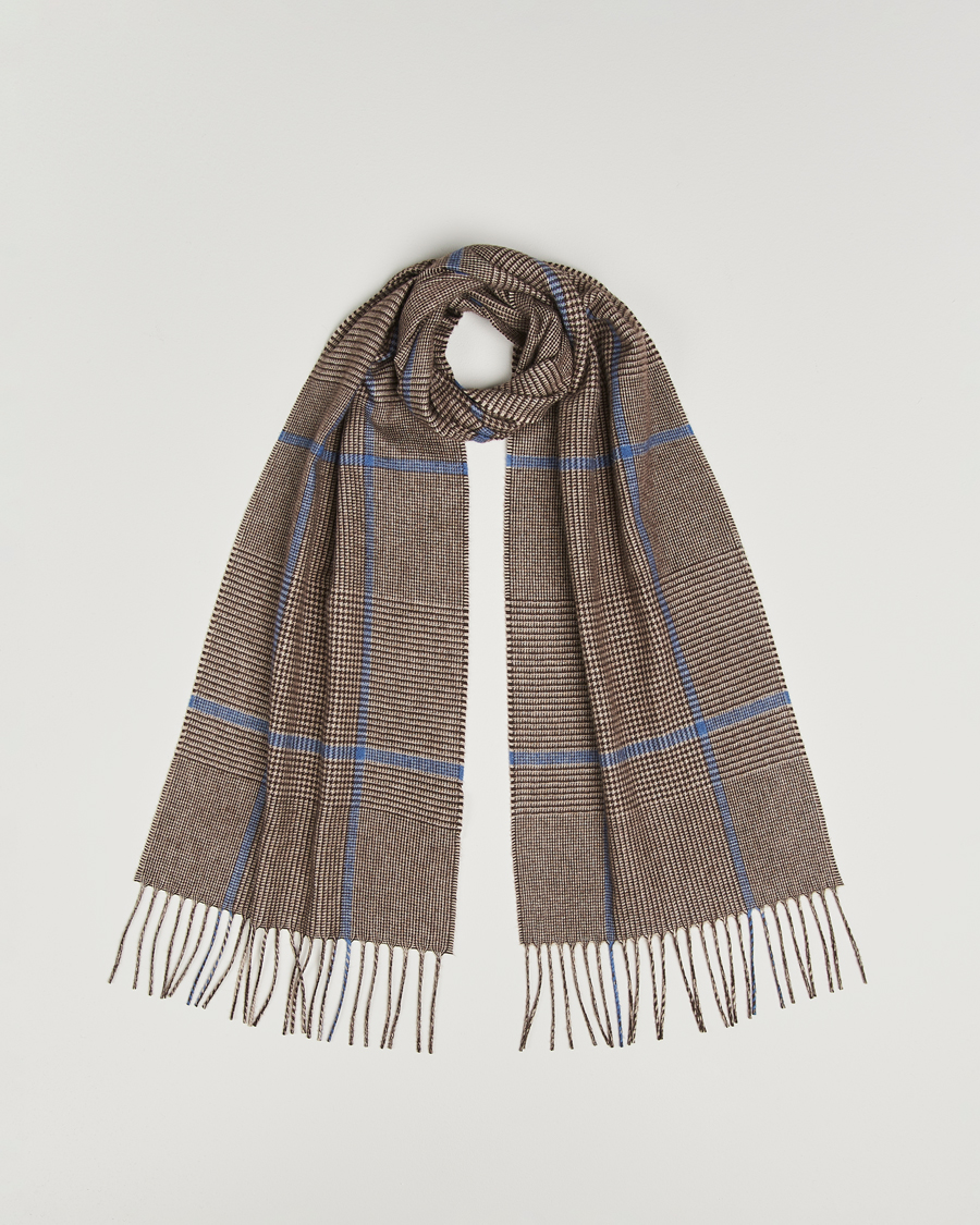 Herren | Piacenza Cashmere Cashmere/Silk Overcheck Scarf Brown | Piacenza Cashmere | Cashmere/Silk Overcheck Scarf Brown