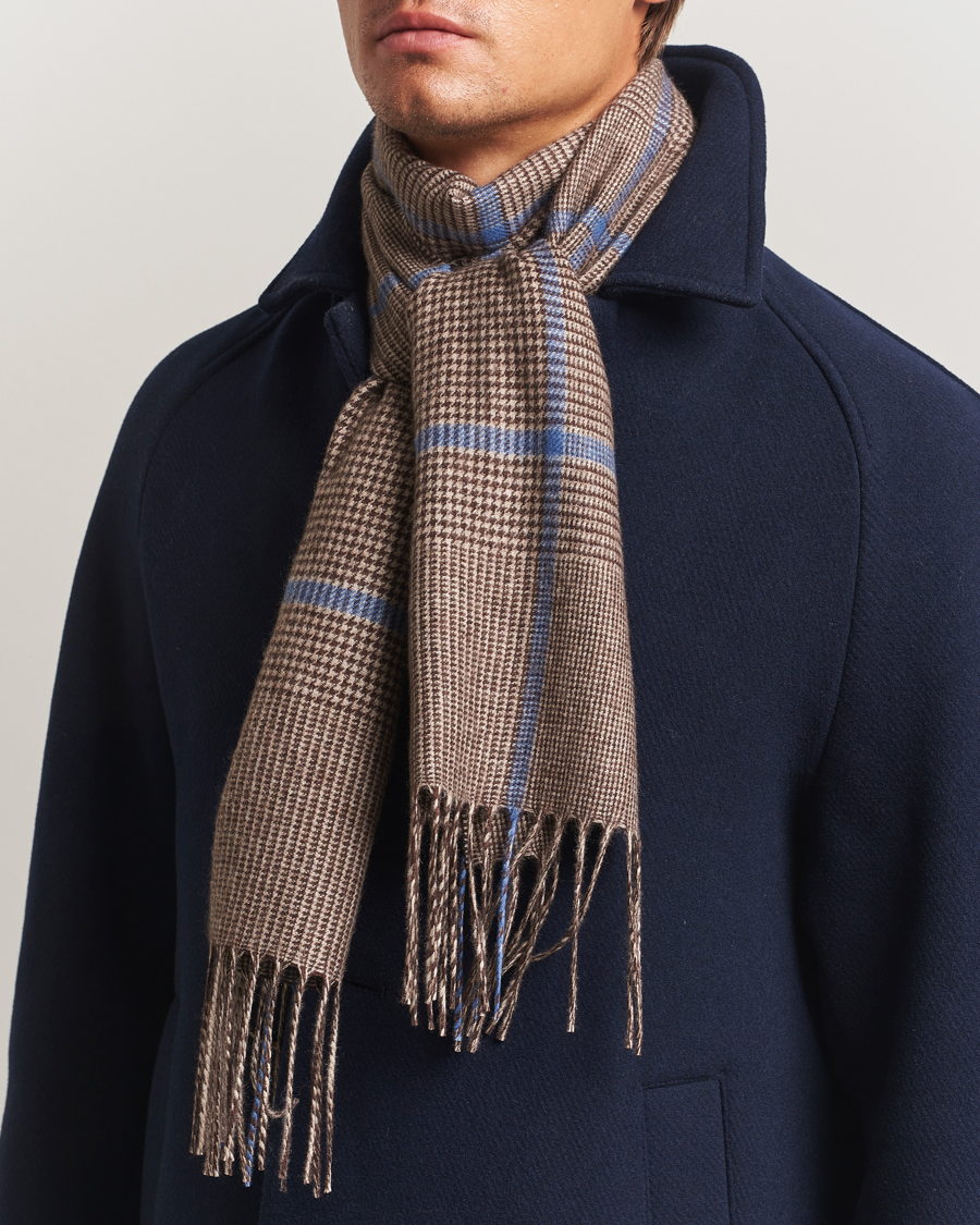 Herren | Piacenza Cashmere Cashmere/Silk Overcheck Scarf Brown | Piacenza Cashmere | Cashmere/Silk Overcheck Scarf Brown