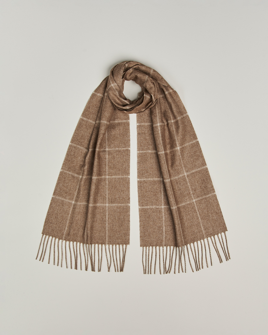 Herren | Piacenza Cashmere Cashmere/Silk Window Pane Scarf Beige | Piacenza Cashmere | Cashmere/Silk Window Pane Scarf Beige