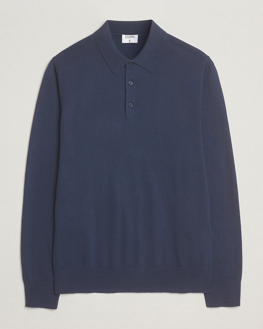 Herren | Pullover | Filippa K | Knitted Polo Shirt Dusk Blue