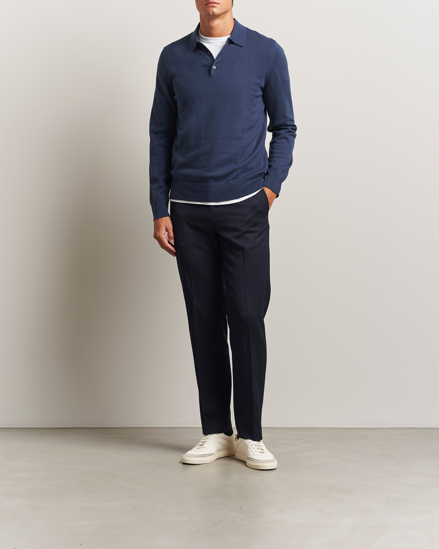 Herren | Pullover | Filippa K | Knitted Polo Shirt Dusk Blue