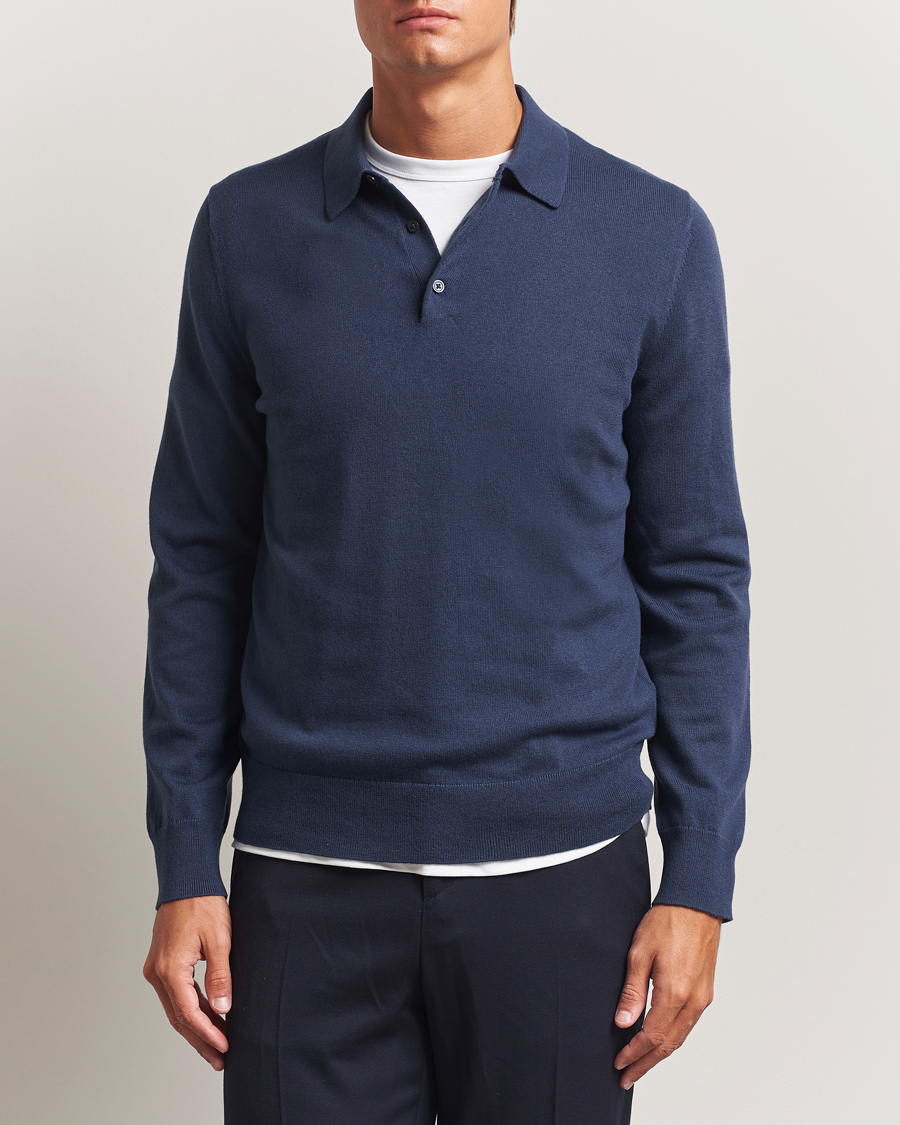 Herren | Pullover | Filippa K | Knitted Polo Shirt Dusk Blue