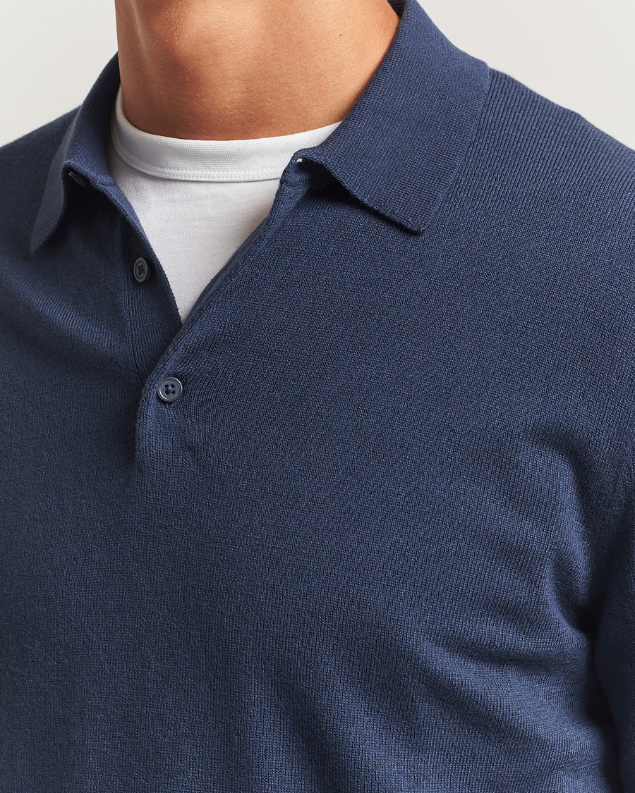 Herren | Pullover | Filippa K | Knitted Polo Shirt Dusk Blue