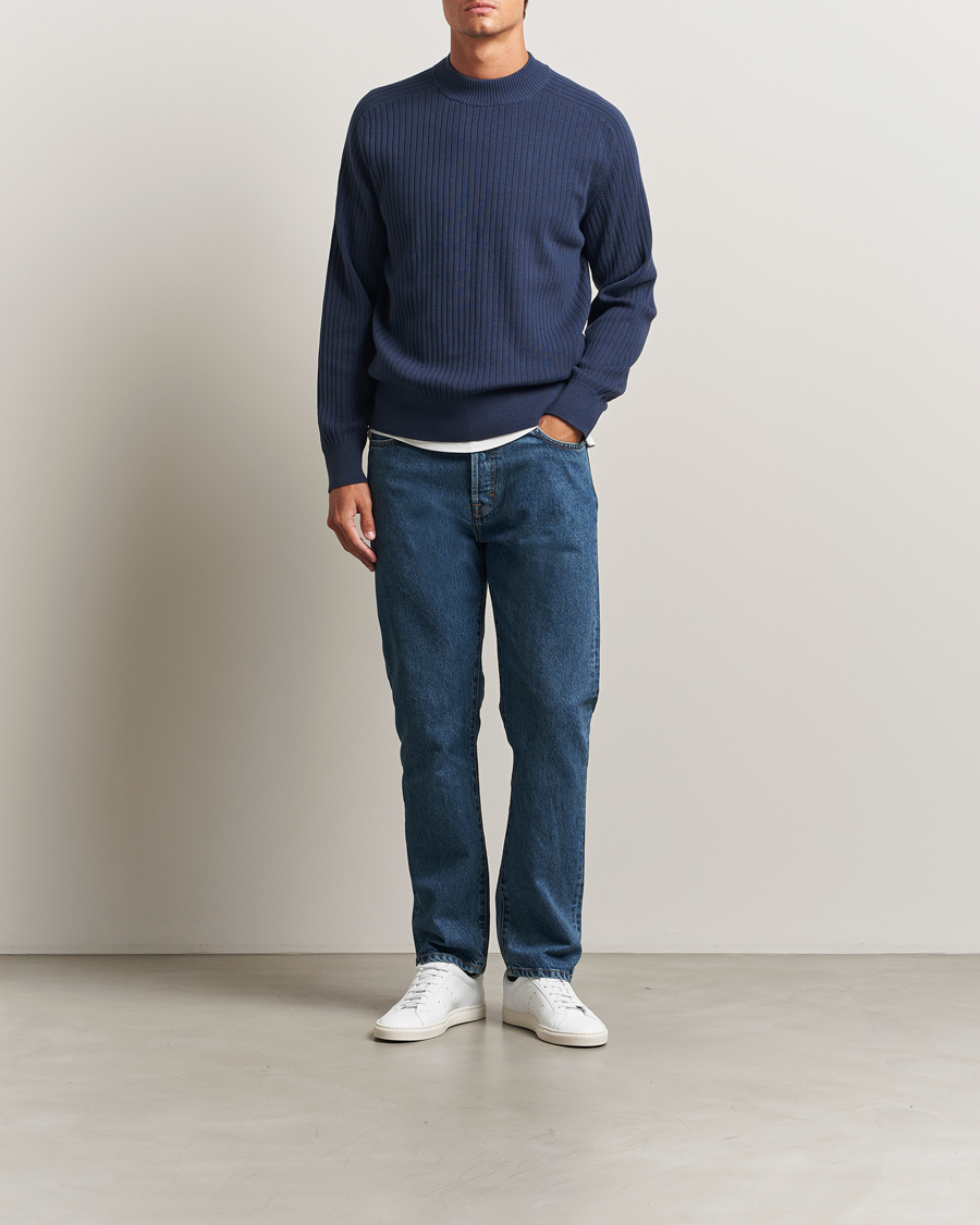 Herren | Hosen | Filippa K | Tapered Cropped Jeans Washed Mid Blue
