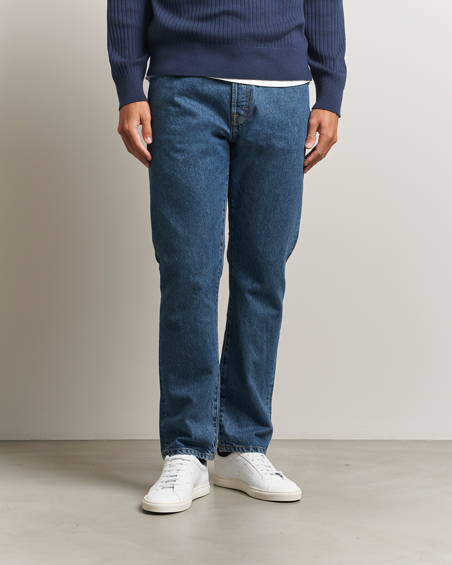 Herren | Jeans | Filippa K | Tapered Cropped Jeans Washed Mid Blue