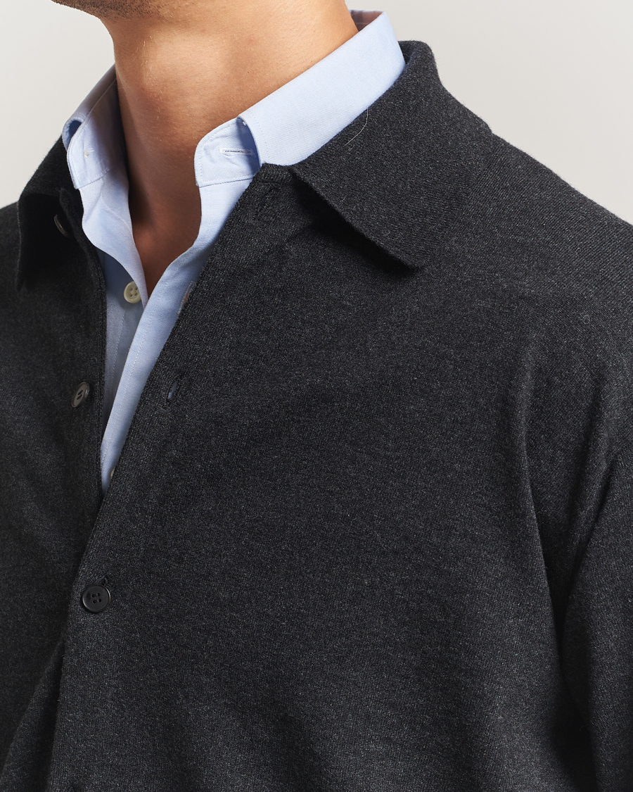 Herren | Pullover | Auralee | Wool Knit Shirt Cardigan Charcoal