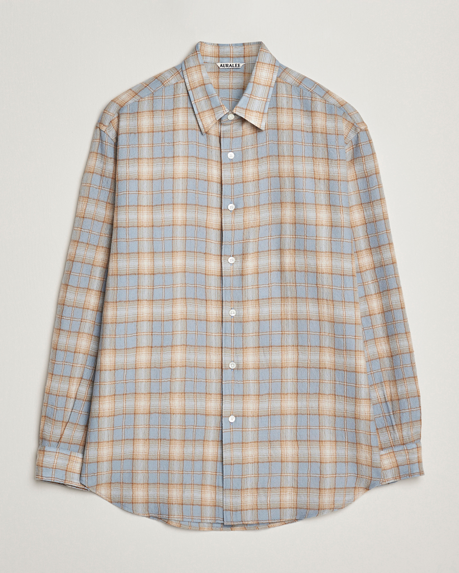 Herren | Hemden | Auralee | Airy Wool Check Shirt Blue/Beige