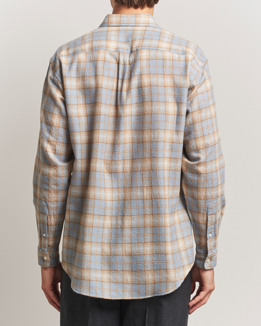 Herren | Hemden | Auralee | Airy Wool Check Shirt Blue/Beige