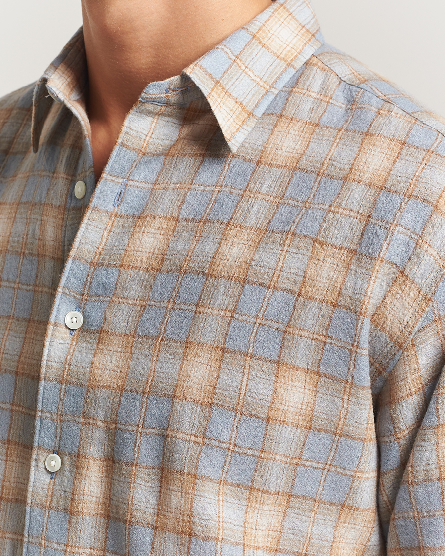 Herren | Hemden | Auralee | Airy Wool Check Shirt Blue/Beige