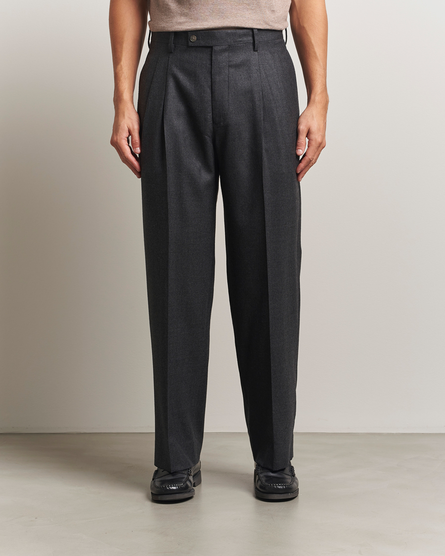 Herren | Hosen | Auralee | Superlight Flannel Slacks Charcoal