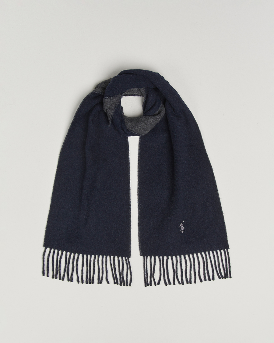 Herren | Polo Ralph Lauren Reversible Wool Scarf Navy/Charcoal | Polo Ralph Lauren | Reversible Wool Scarf Navy/Charcoal
