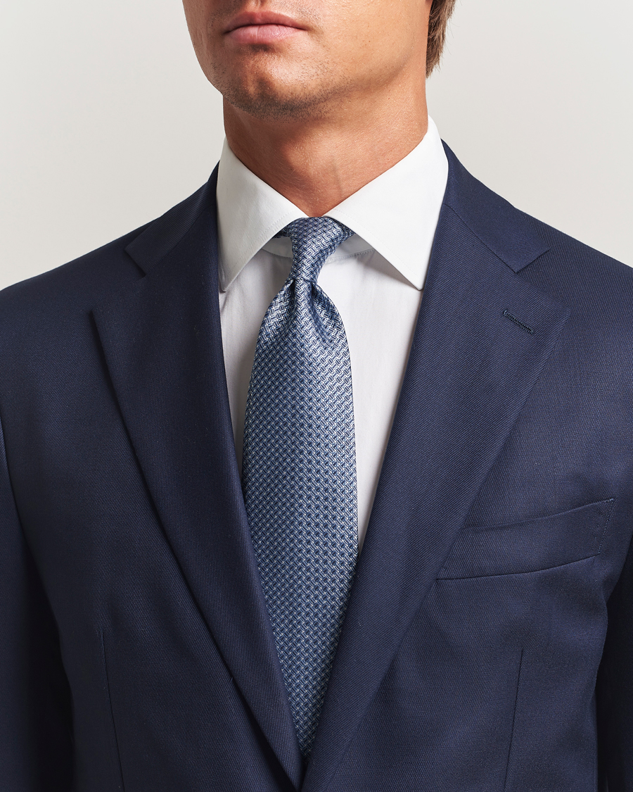 Herren | Stenströms Woven Silk Tie 7,5cm Navy | Stenströms | Woven Silk Tie 7,5cm Navy