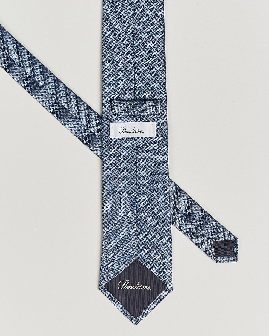 Herren | Stenströms Woven Silk Tie 7,5cm Navy | Stenströms | Woven Silk Tie 7,5cm Navy