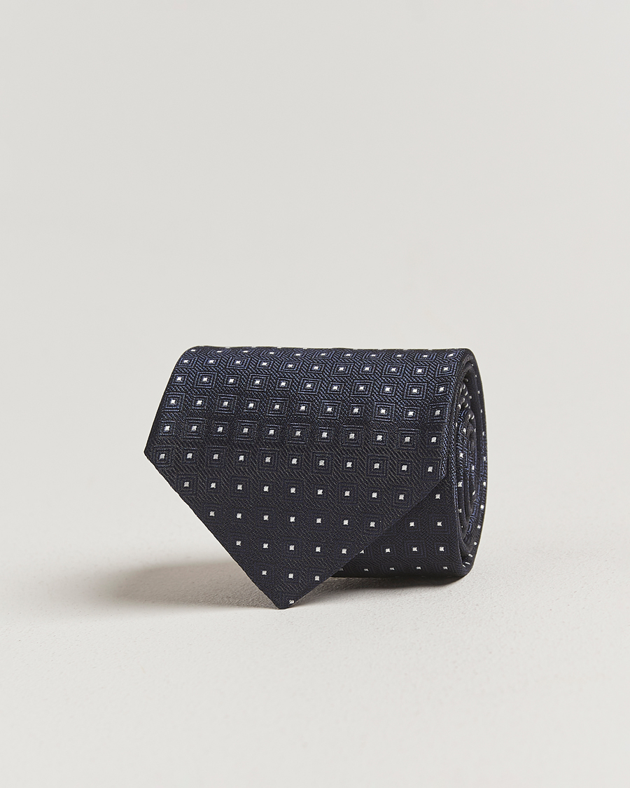 Herren | Krawatten | Stenströms | Woven Square Silk Tie 7,5cm Navy