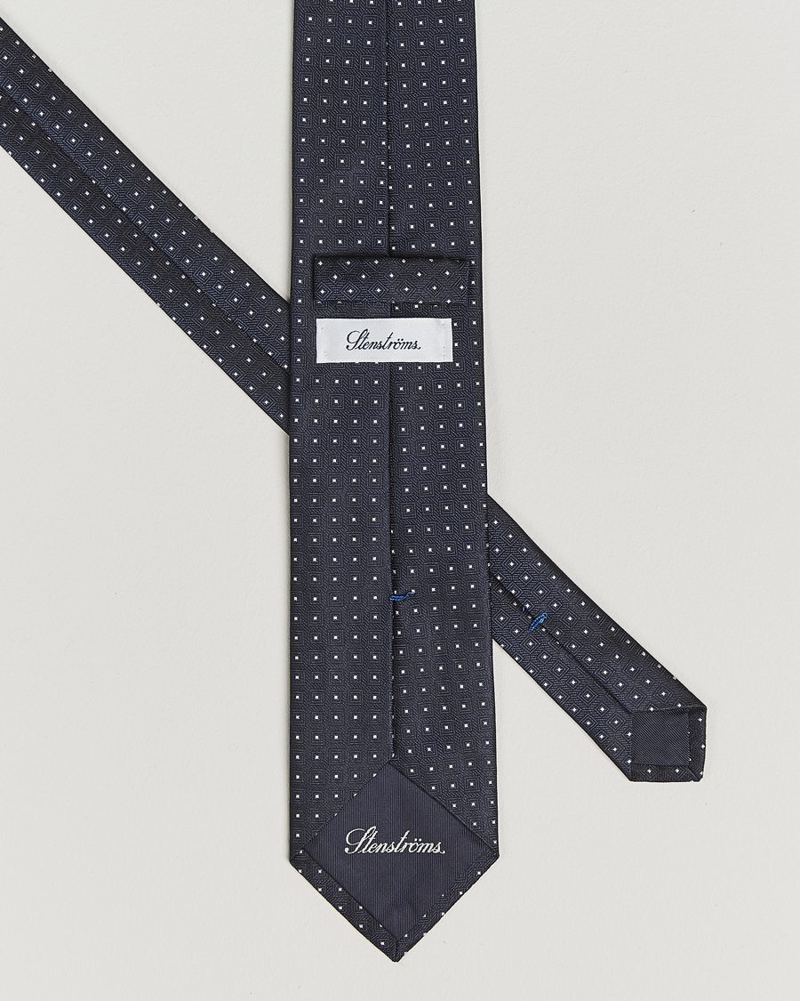 Herren | Krawatten | Stenströms | Woven Square Silk Tie 7,5cm Navy