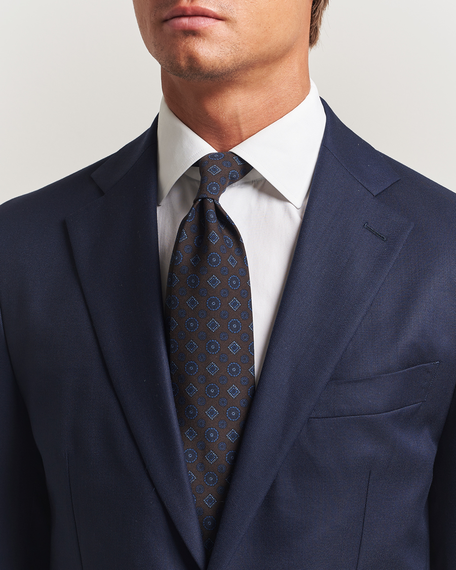 Herren | Stenströms Woven Wool Tie 7,5cm Brown | Stenströms | Woven Wool Tie 7,5cm Brown