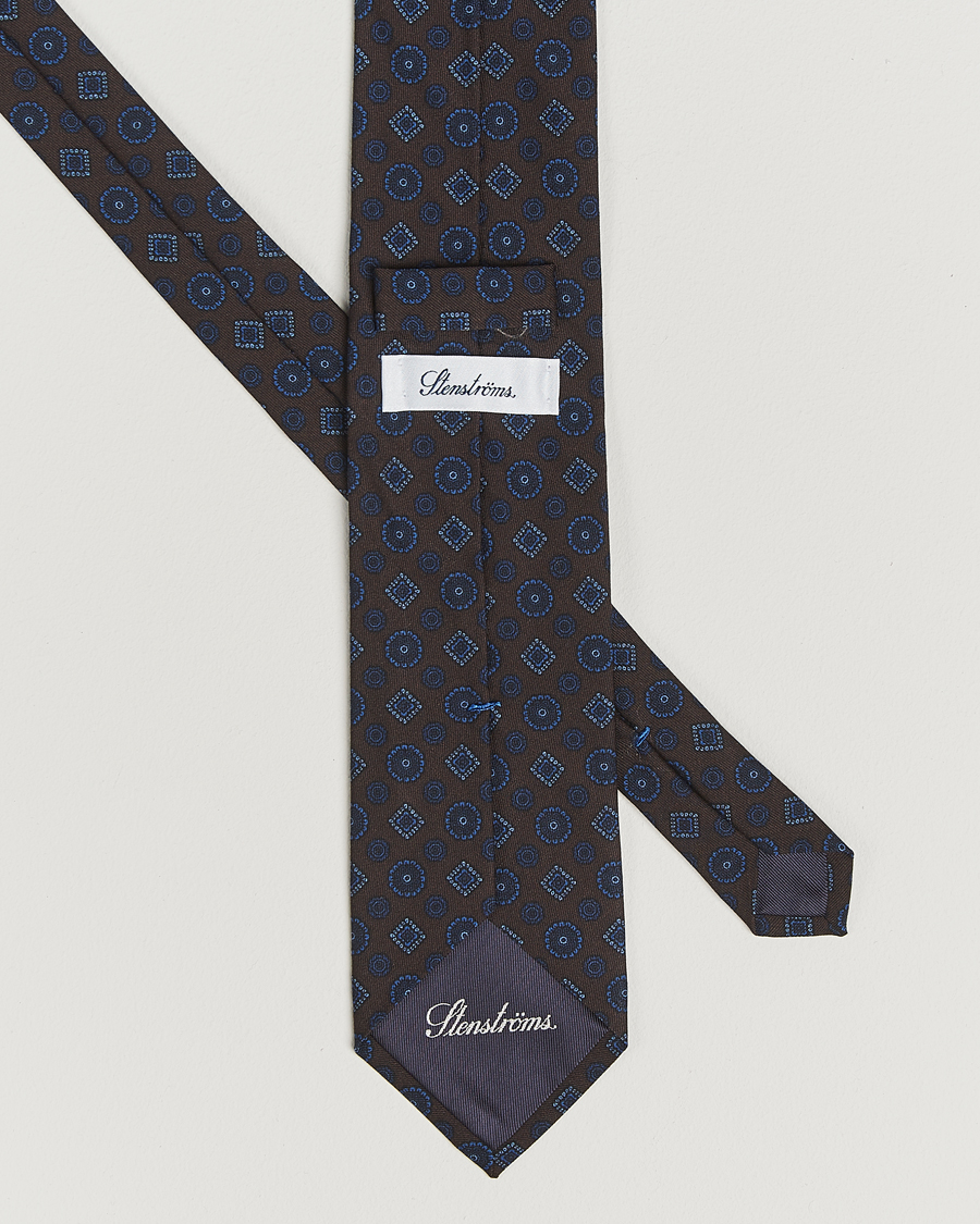 Herren | Stenströms Woven Wool Tie 7,5cm Brown | Stenströms | Woven Wool Tie 7,5cm Brown