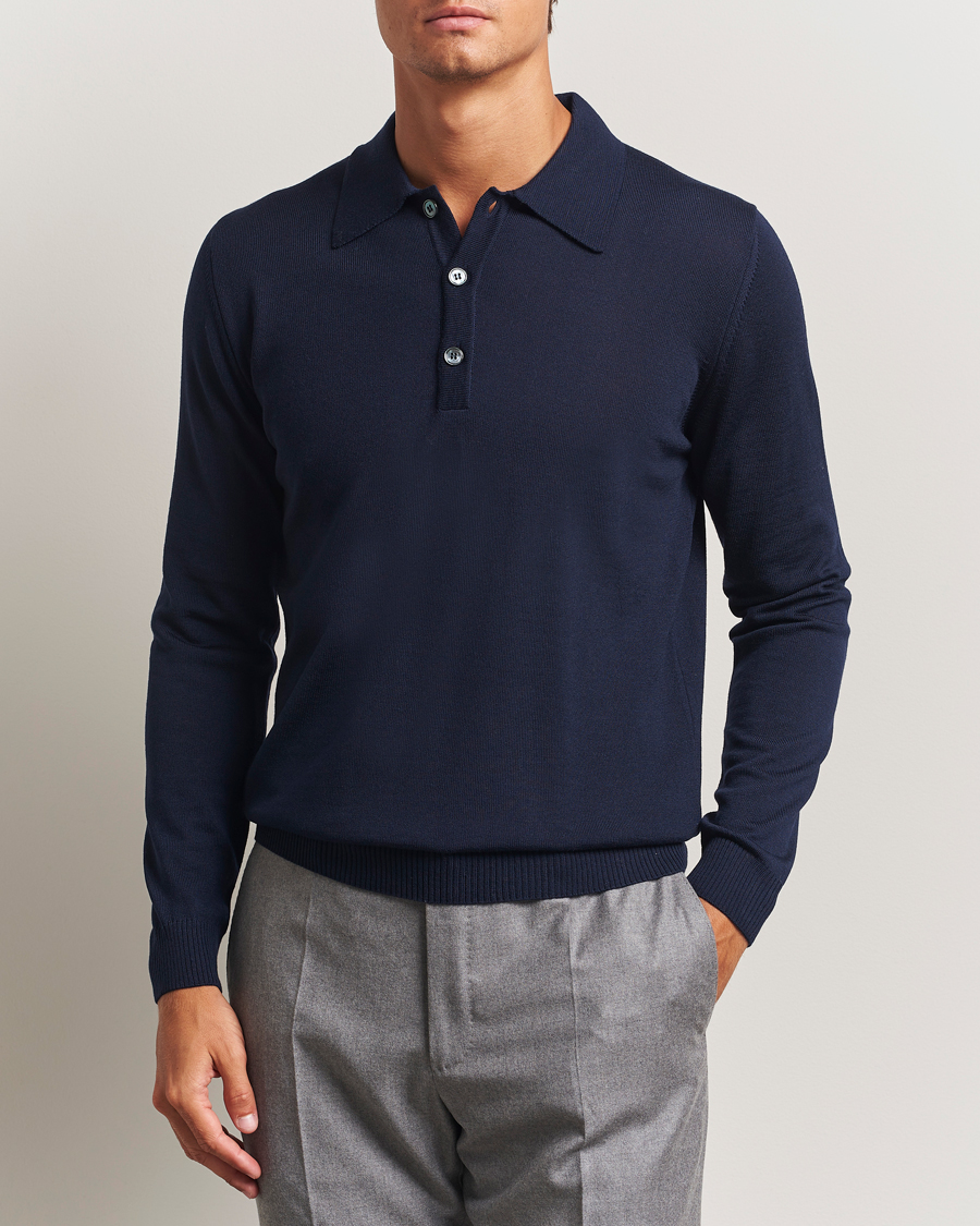 Herren | Pullover | Stenströms | Merino Polo Navy