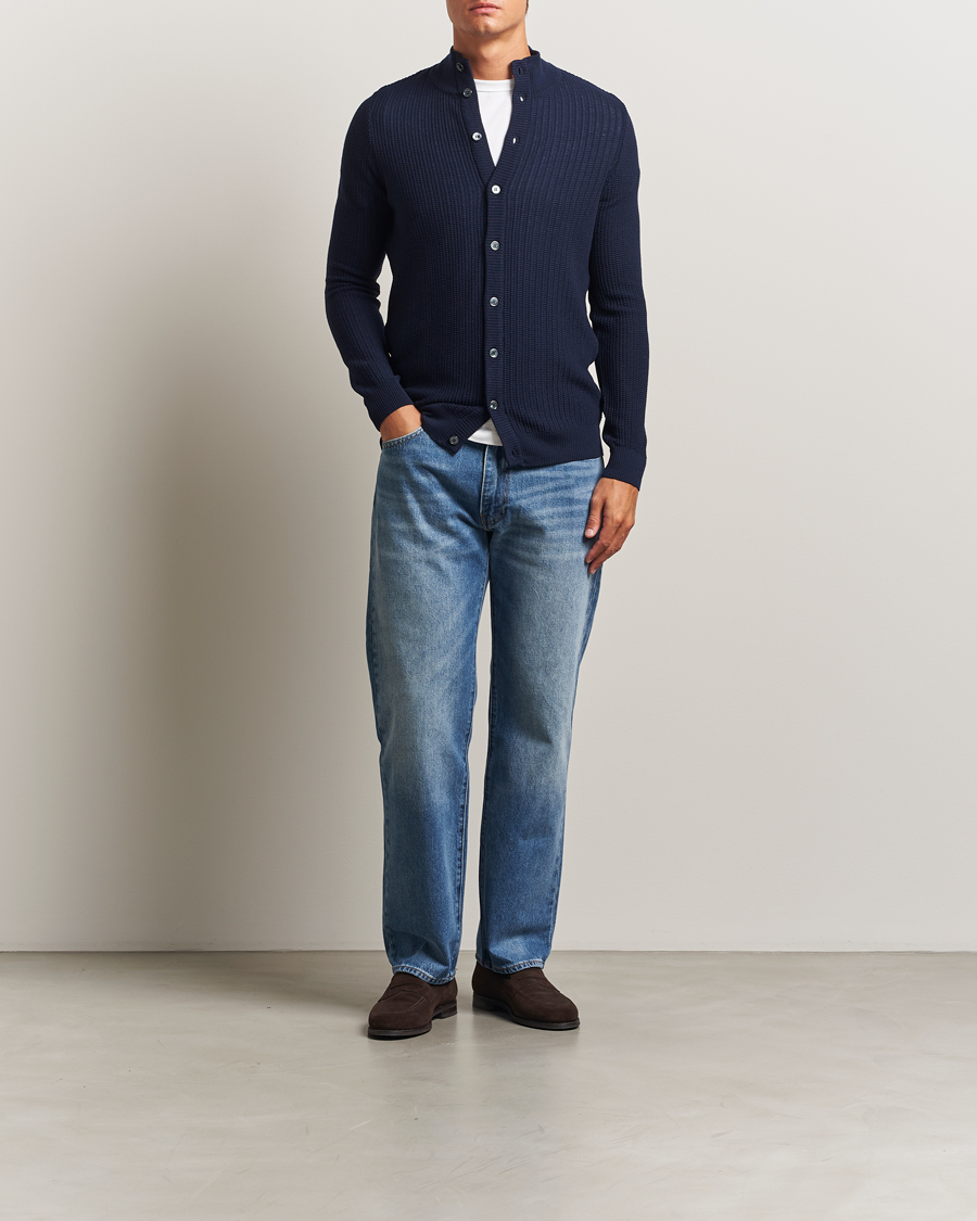 Herren | Pullover | Stenströms | Knitted Structure Cardigan Navy