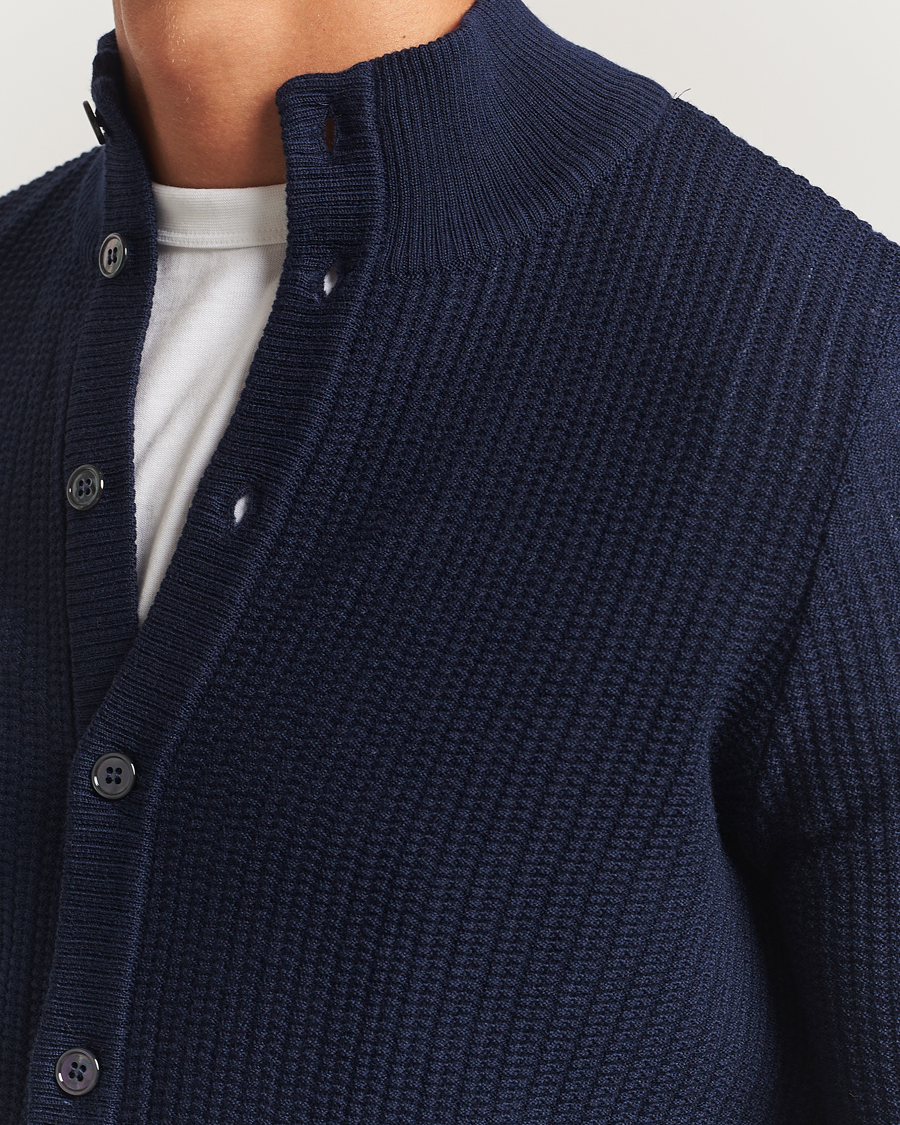 Herren | Pullover | Stenströms | Knitted Structure Cardigan Navy
