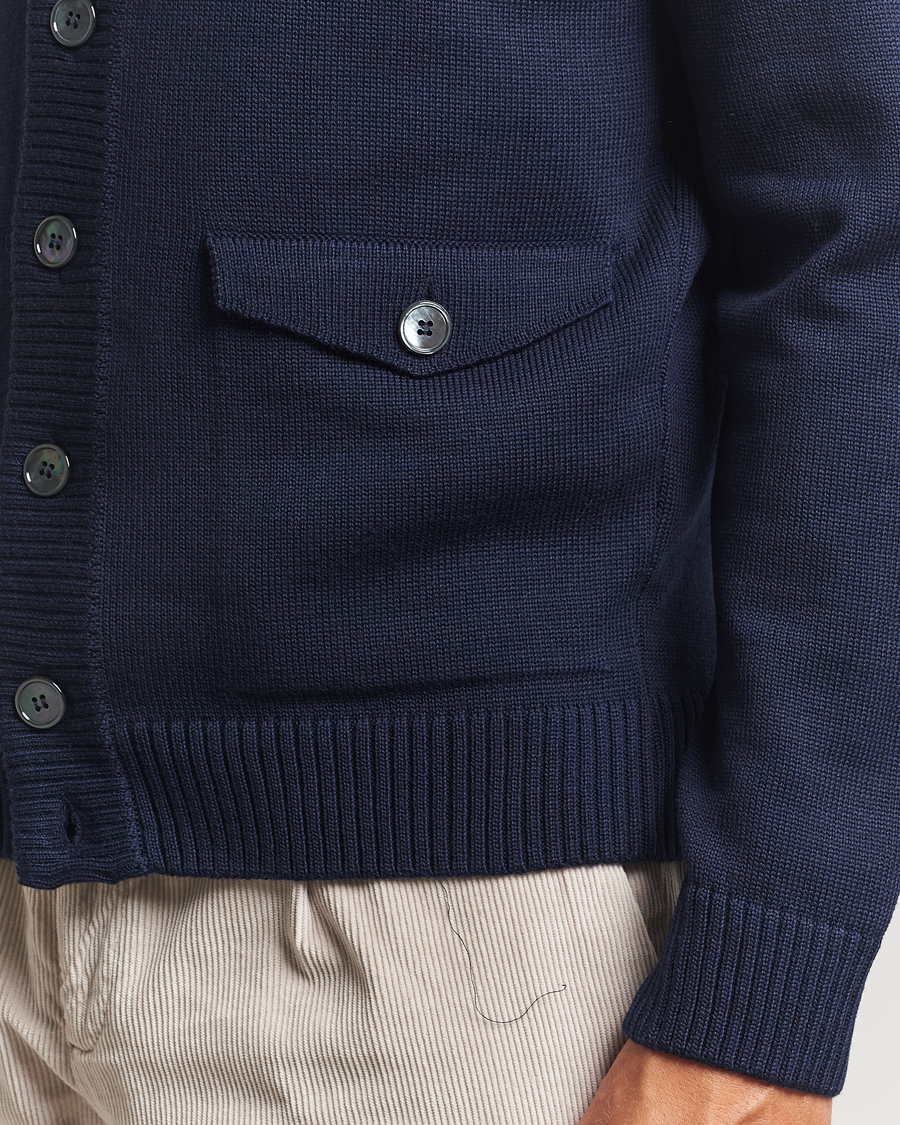Herren | Pullover | Stenströms | Chunky Knitted Merino Cardigan Navy