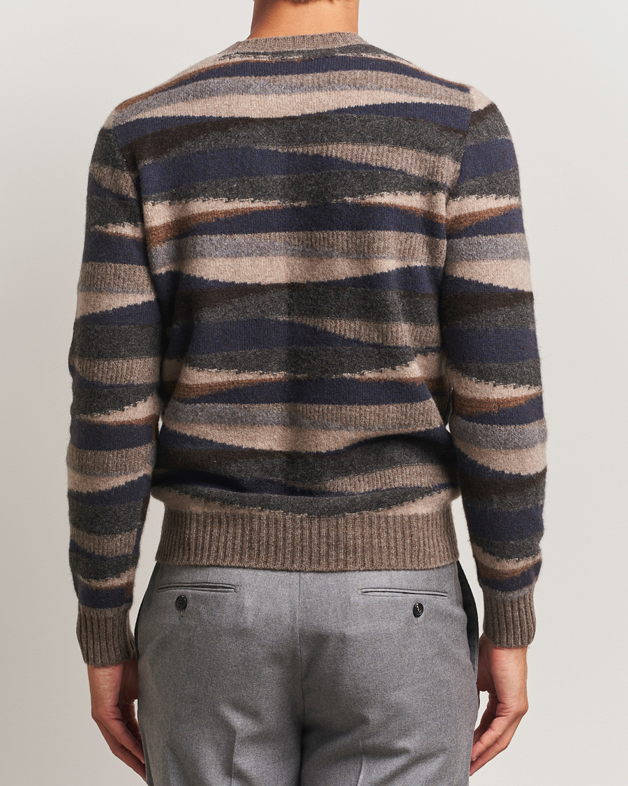 Herren | Pullover | Stenströms | Knitted Yak/Merino Pattern Crew Neck Multi