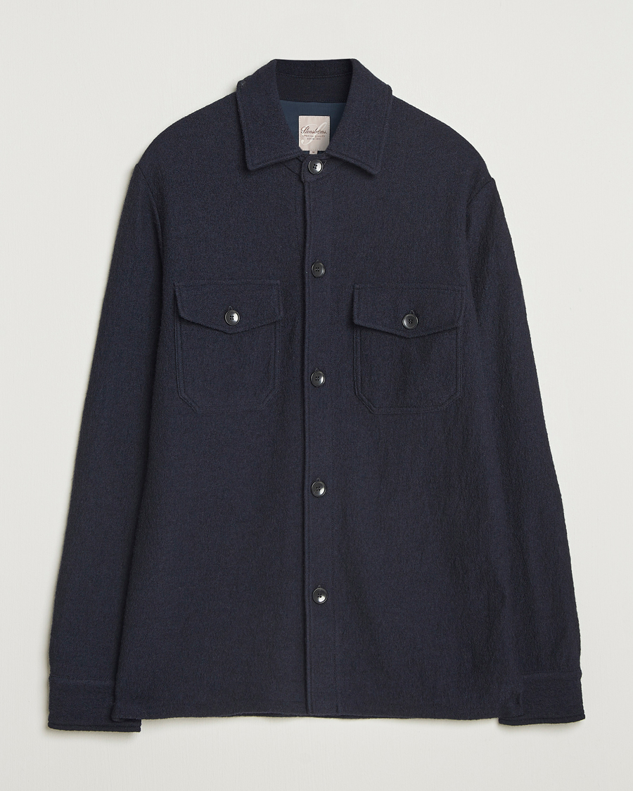 Herren | Hemden | Stenströms | Felted Wool Overshirt Navy