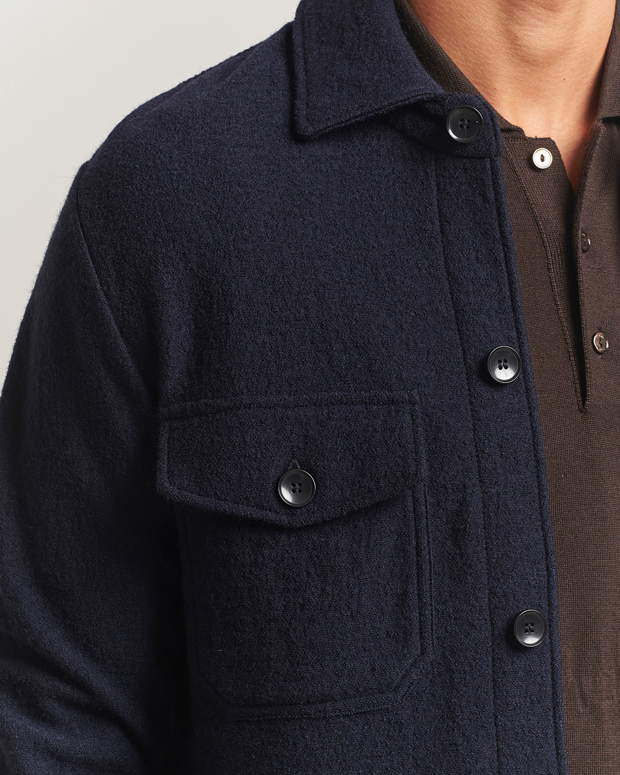 Herren | Hemden | Stenströms | Felted Wool Overshirt Navy